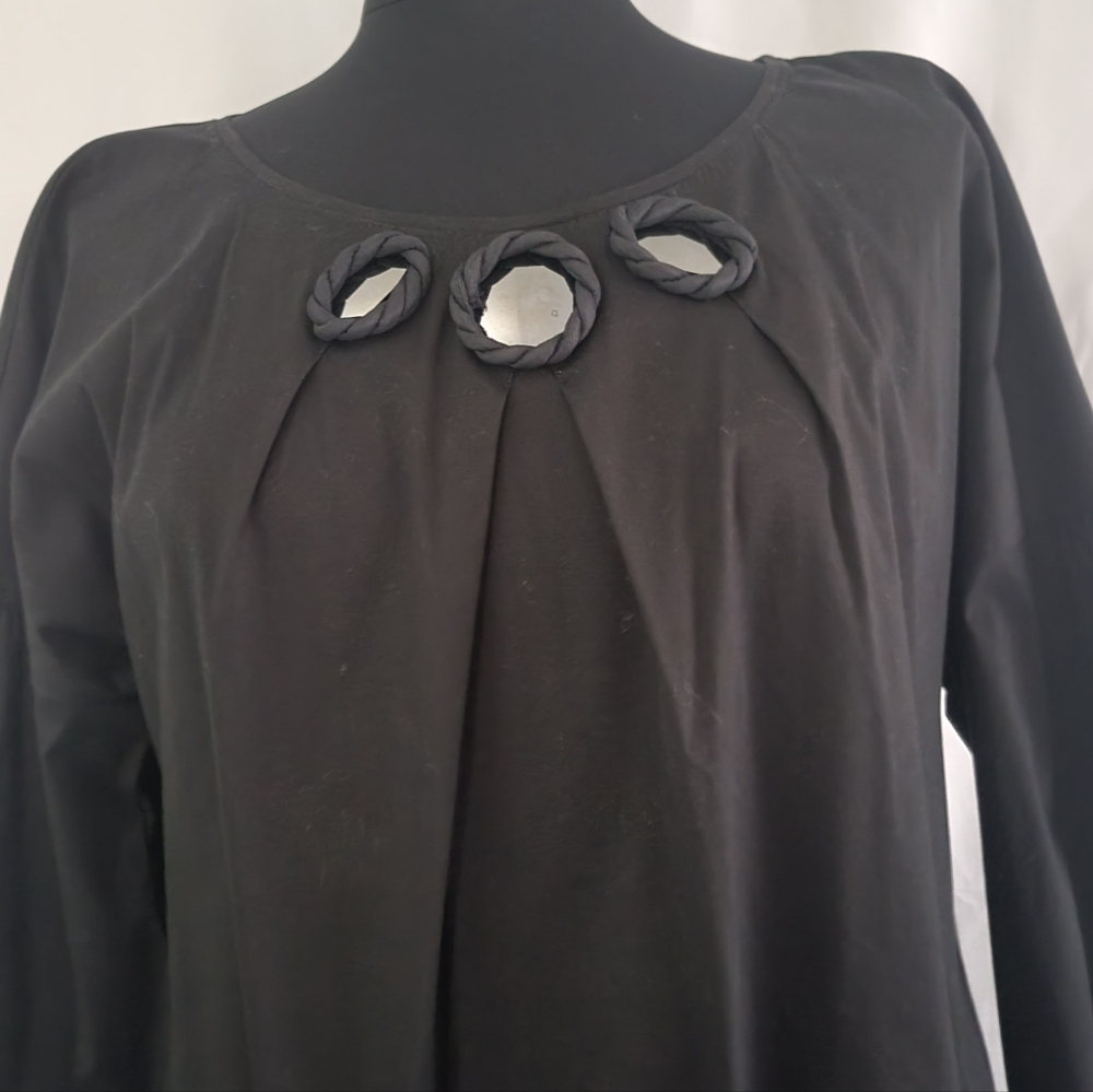 Piazza Sempione Inverted Front and Back Pleated Cotton Blouse.